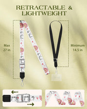 3-in-1 Phone Lanyard Strap Crossbody – 2 Pack for iPhone & Cell Phones – Adjustable Neck Strap with Tab & Key Ring (Black + “Be Kind” Design)