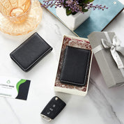 Outus 2-Piece PU Leather Business Card Holder Case – Magnetic Closure Pocket Wallet for Men and Women (Black)
