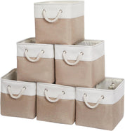 11 x 11 Inch Storage Cubes – 6-Pack Large Collapsible Fabric Storage Bins with Ropes – Foldable Organizer for Home, Office, Closet, Clothes & Toys