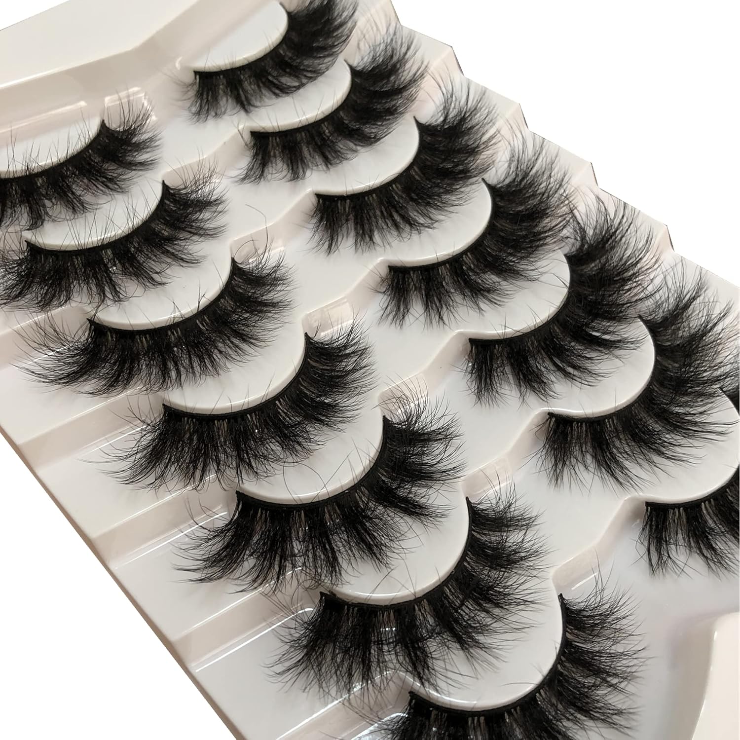 Pooplunch 7-Pair Pack Fluffy Cat-Eye False Eyelashes – 18MM 8D Wispy Mink-Like Lashes, Cruelty-Free, Volumizing Strips