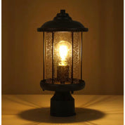 LED Outdoor Light Metal Weather Resistant Pier Mount Post Lantern Seeded Glass