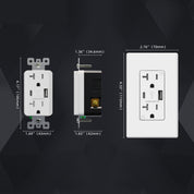 ELEGRP 21W USB Wall Outlet with Type A & Type C Ports (6 Pack)