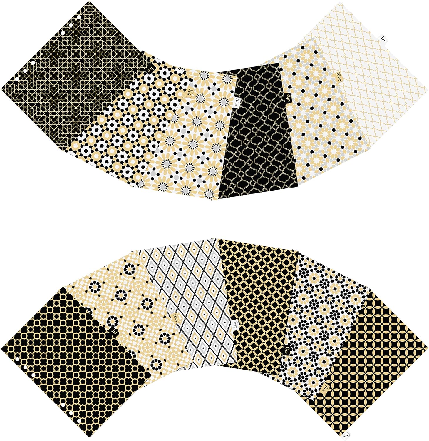 Discagenda 12-Month Durable Plastic Dividers – Moroccan Pattern – A5/Junior Size (5.8x8.3") – Ringbound Planner Organizer