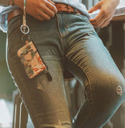 MNGARISTA Zip ID Case with Lanyard – Cotton Wallet & ID Holder – Pastoral Scene Compact Design with Clasp & Zip Closure