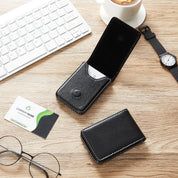 Outus 2-Piece PU Leather Business Card Holder Case – Magnetic Closure Pocket Wallet for Men and Women (Black)