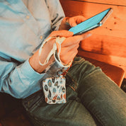 MNGARISTA Zip ID Case with Lanyard – Cotton Wallet & ID Holder – Pastoral Scene Compact Design with Clasp & Zip Closure