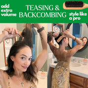 Boar Bristle Slick Back Hair Brush – Sleek Ponytail & Edge Control Styling Tool with Wide Rat Tail for Sectioning