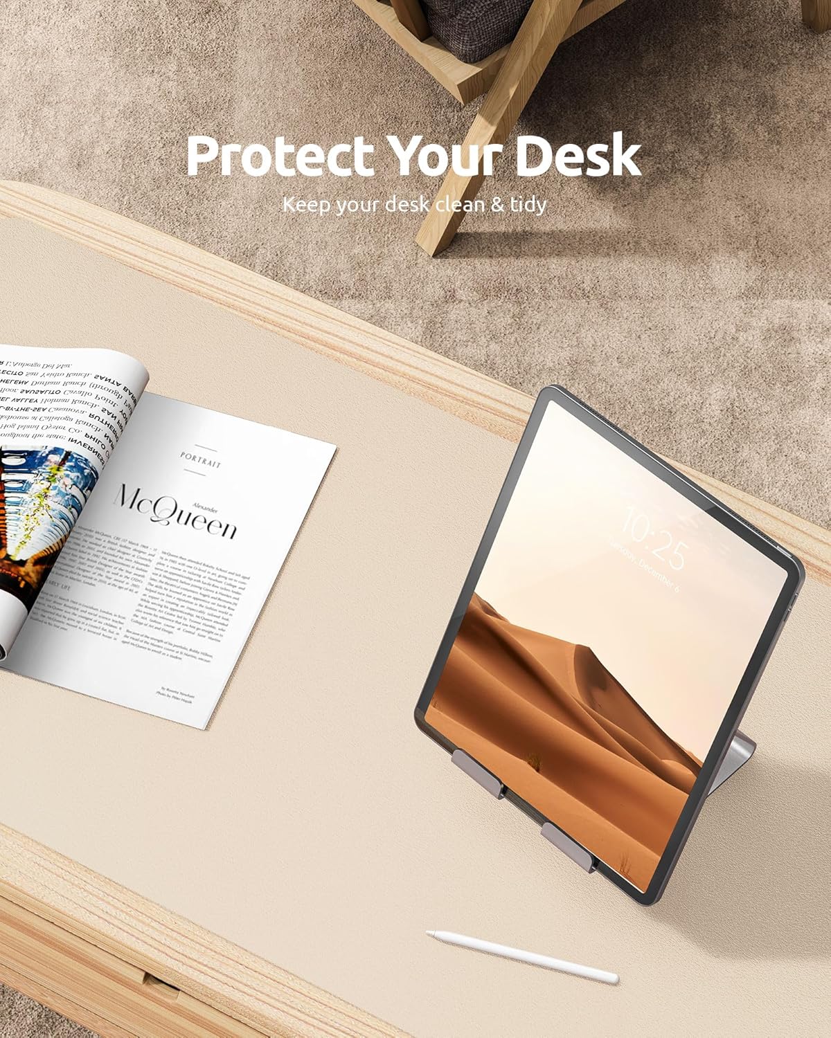 Leather Desk Pad Protector – Large PU Leather Desk Mat (23.6" x 13.8") – Waterproof, Non-Slip Writing Pad for Office & Home