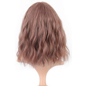 VCKOVCKO 12" Rattan Short Natural Wavy Wig with Air Bangs – Shoulder Length Curly Cosplay Synthetic Bob Wig for Women and Girls