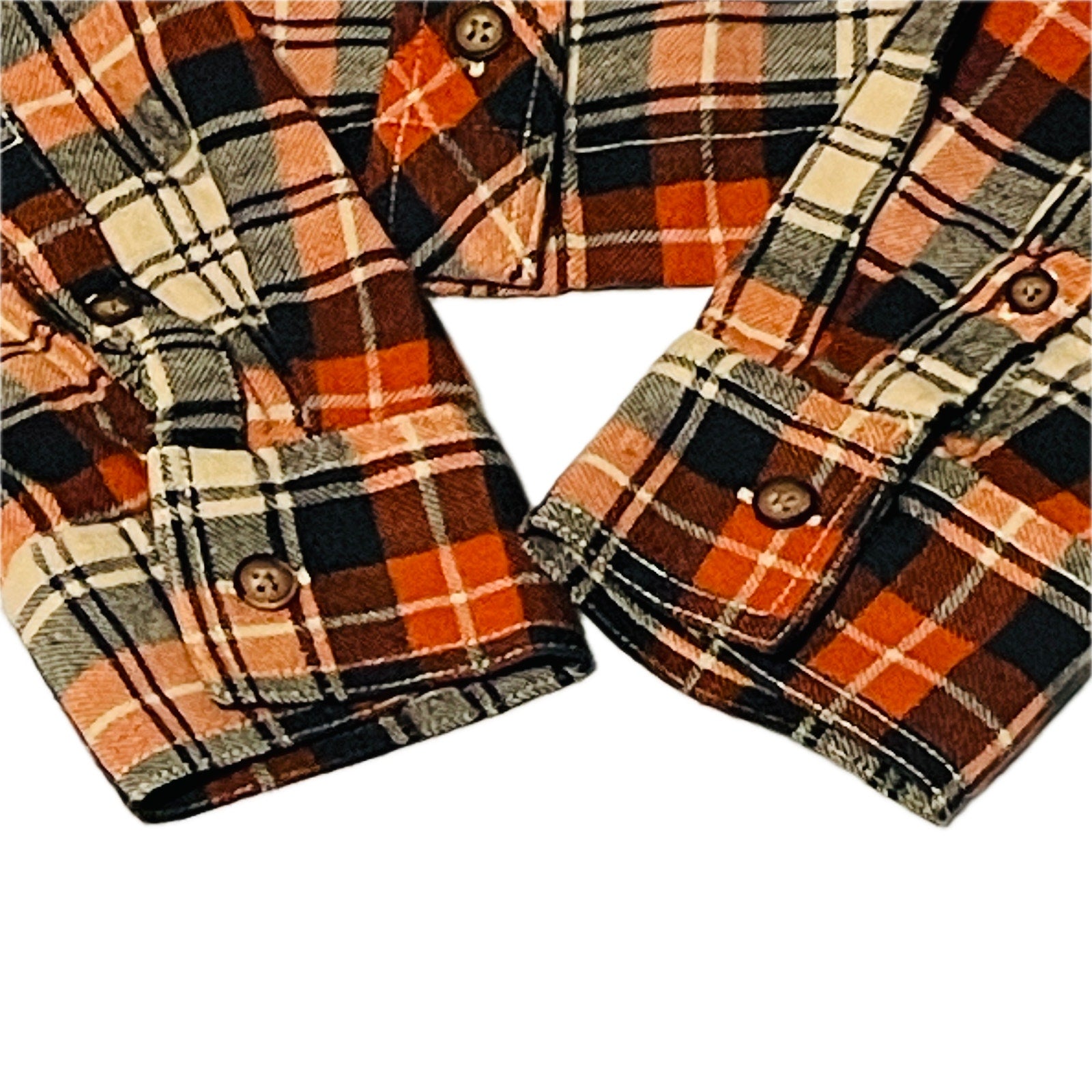 Arizona Juniors Cropped Long Sleeve Flannel Top with Pockets – Orange, Size Large