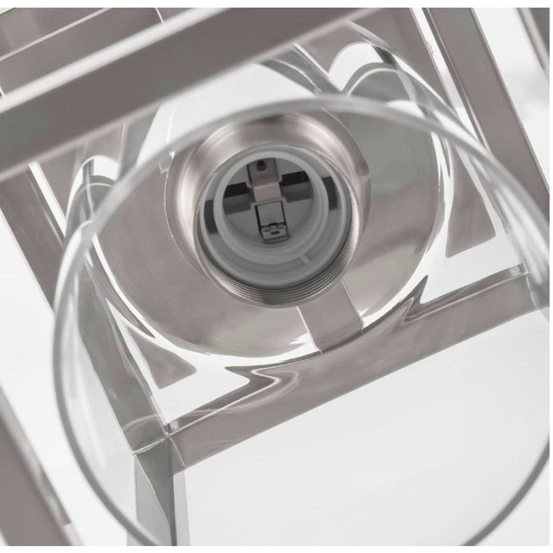 Farmhouse Ceiling Light Semi Flush Mount with Glass Shade Brushed Nickel Cage