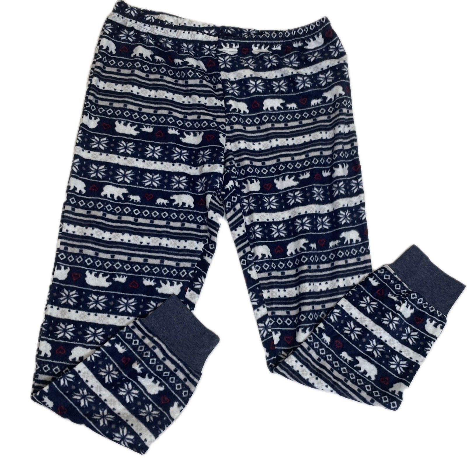 2Pc Ellen DeGeneres Womens Polar Bear PJ Pajama Set Elastic Waist, Blue - Large