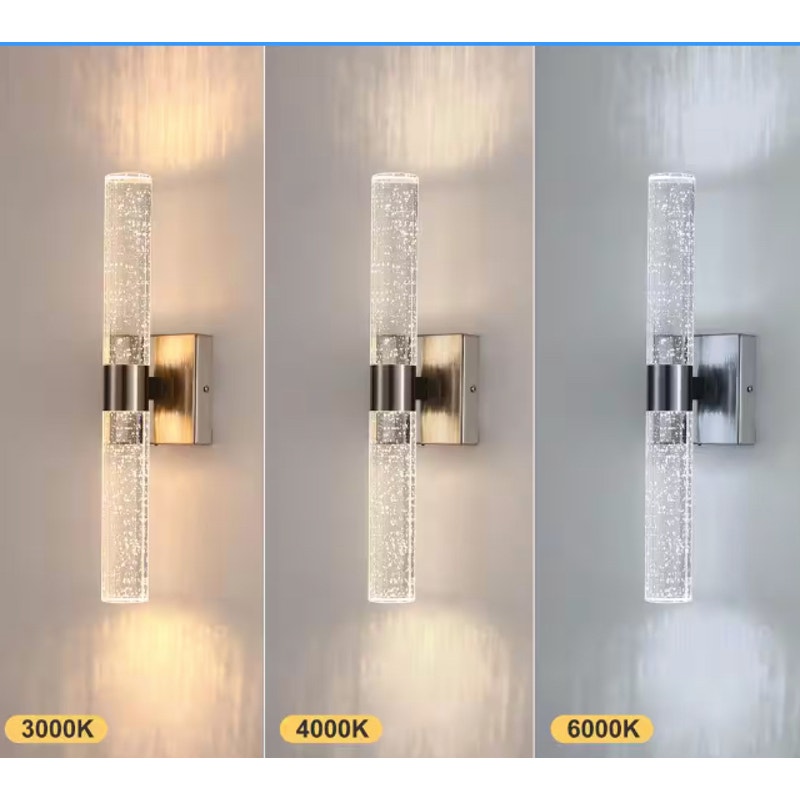 Glass Bubble Light Bar LED Vanity 18 in. 2-Light Brushed Nickel Modern/Contemporary