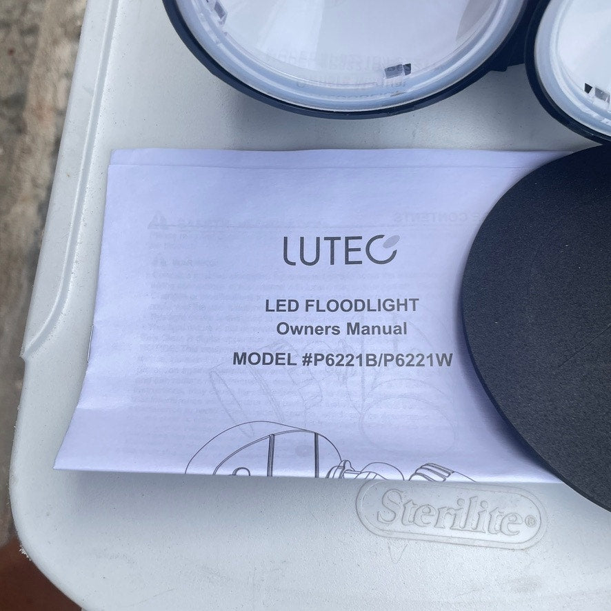 LED Flood Light (2 PACK) LUTEC 2-Light Black Outdoor Integrated LED Wall Mount