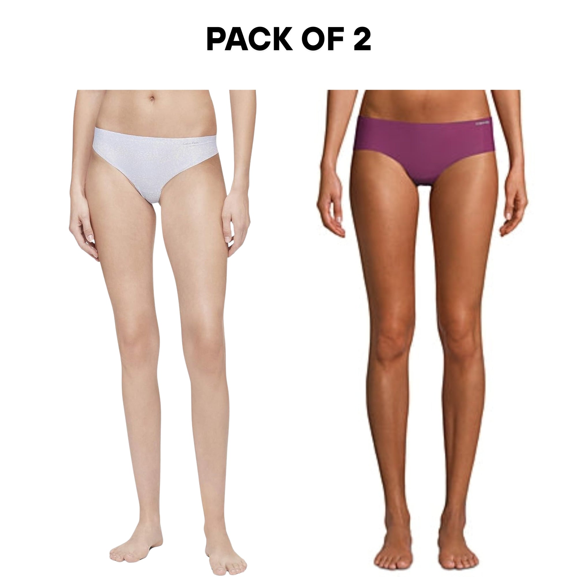 Calvin Klein Women’s Invisibles Hipster Panty Bundle – 2-Pack – Size M – Seamless Fit