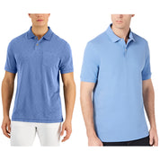Club Room Men’s Polo Shirt Bundle – Surf Island Blue & Performance Stretch Polo – 2-Pack - Size Small