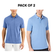 Club Room Men’s Polo Shirt Bundle – Surf Island Blue & Performance Stretch Polo – 2-Pack - Size Small
