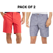Club Room Men’s 9" Stretch Shorts Bundle – 2-Pack – Size 40 – Red & Blue Chino Flat Front Shorts