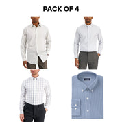 Club Room Men’s Dress Shirt Bundle – 4-Pack – Size Small – Gray, White & Blue Slim and Regular Fit Long Sleeve Shirts