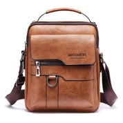 Men's Retro Faux Leather Crossbody Satchel Bag in Camel Brown