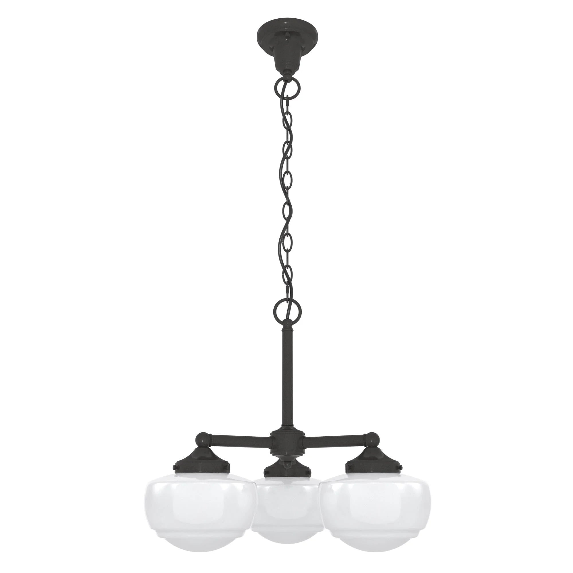 Hunter Saddle Creek 3-Light Chandelier - Noble Bronze with Cased White Glass