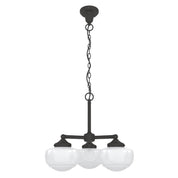Hunter Saddle Creek 3-Light Chandelier - Noble Bronze with Cased White Glass