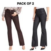 I.N.C. International Concepts Women's Jeans Bundle – 2-Pack – Size 4 – Bootcut Chicory Coffee & Black Coated Flare