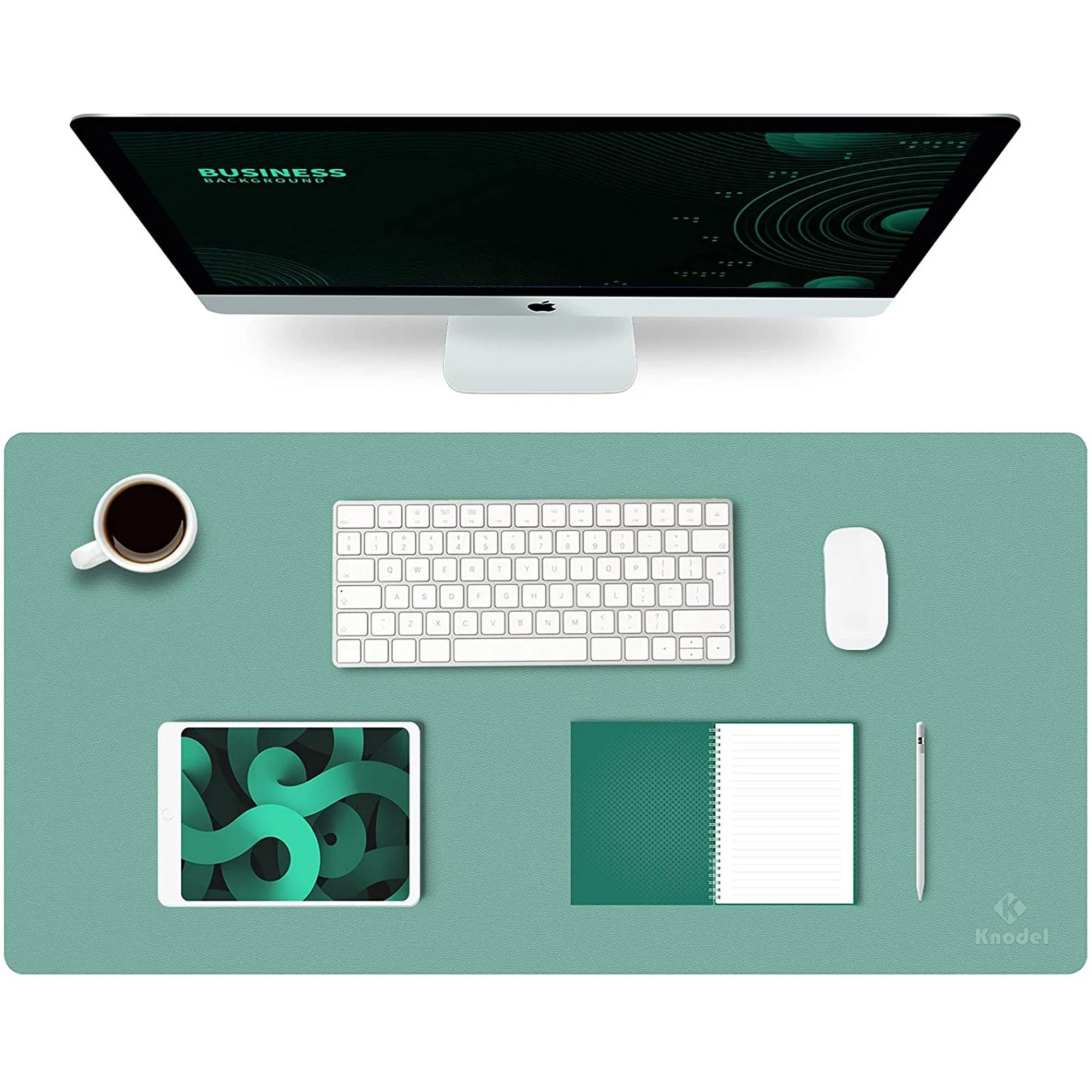 K KNODEL Desk Mat – 31.5" x 15.7" PU Leather Desk Pad – Waterproof & Durable Mouse Pad for Office Desk – Green