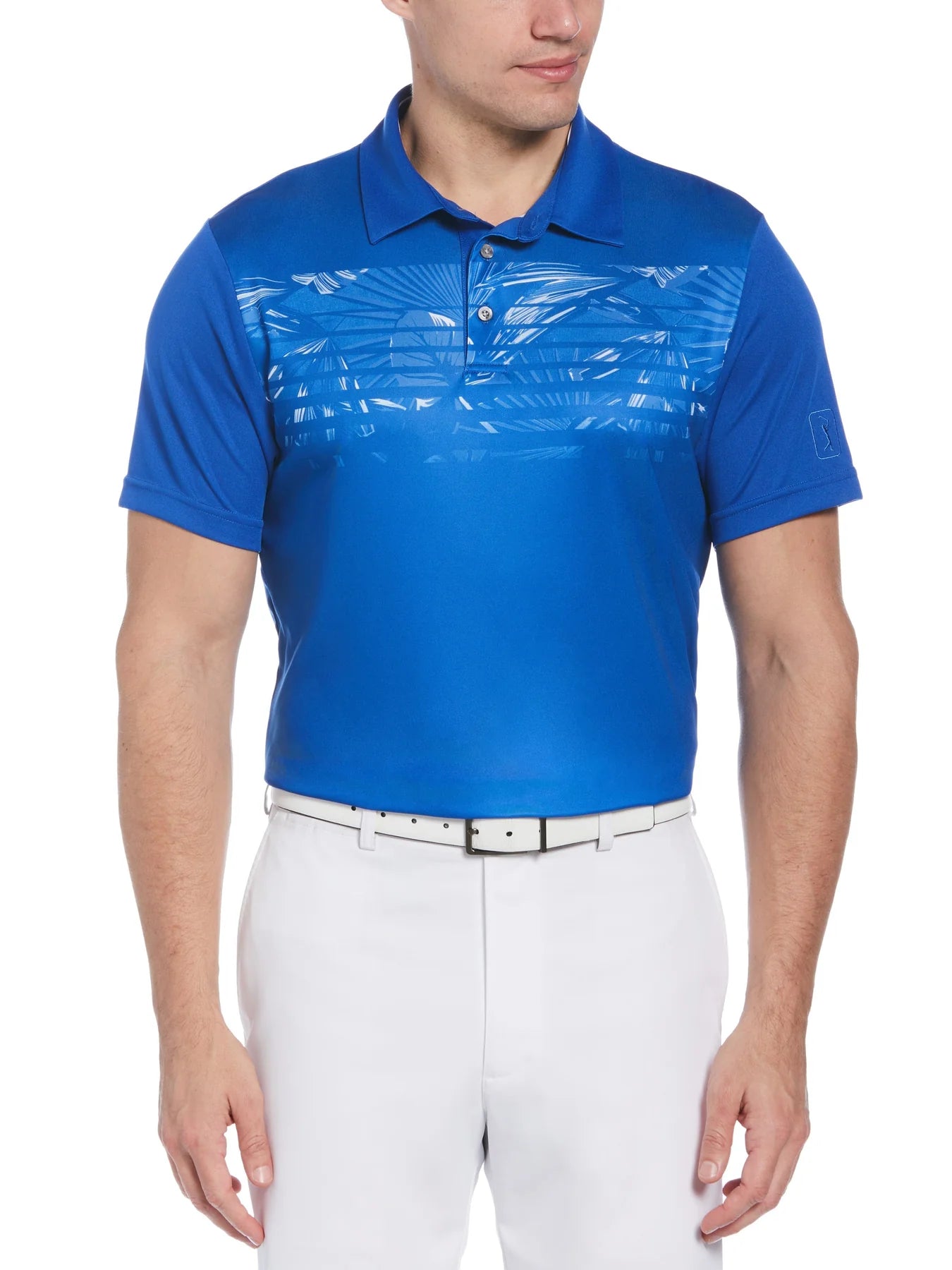 PGA TOUR Men's Athletic Fit Golf Polo Shirt, Blue - Small