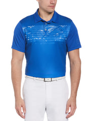 PGA TOUR Men's Athletic Fit Golf Polo Shirt, Blue - Small