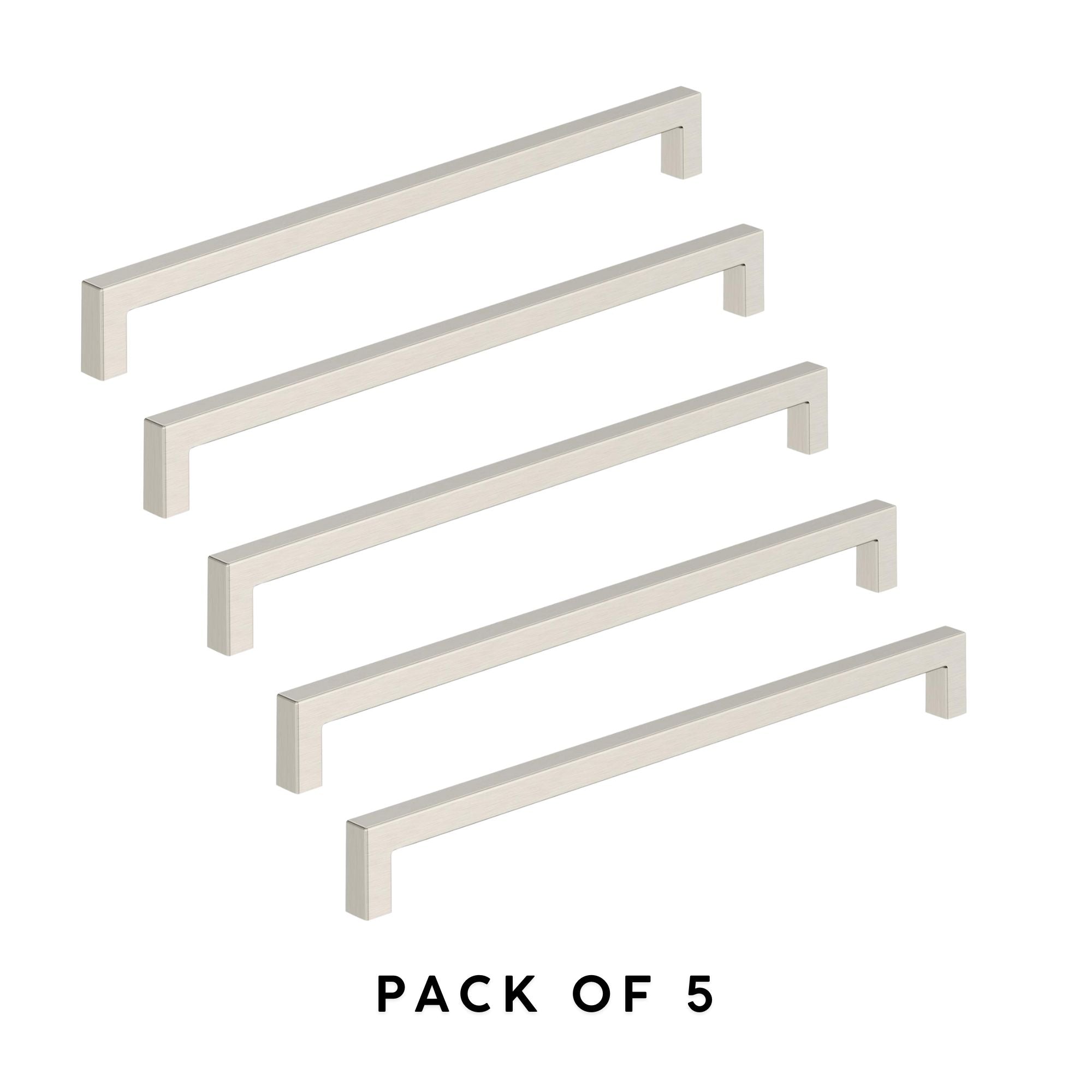 Amerock Monument 10-1/16" (256mm) Center-to-Center Cabinet Pull – Satin Nickel – 5 Pack