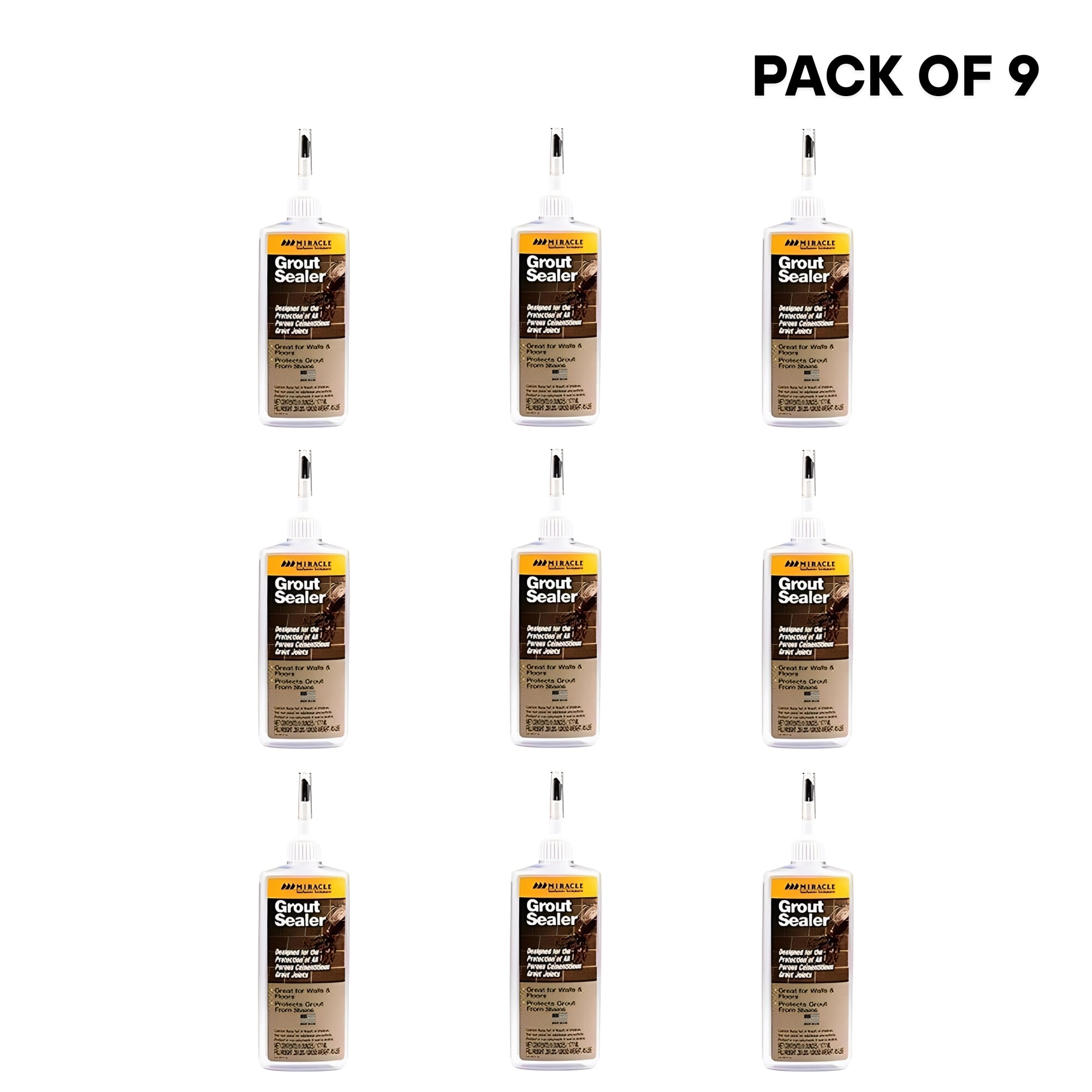 Miracle Sealants GRT SLR 6-Ounce Grout Sealer Clear – Protective Sealant for Stone - 9 Pack