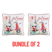 2-Pack Bundle – Lacourte Paris Dog Decorative Pillows – Red Chenille – 20" Square