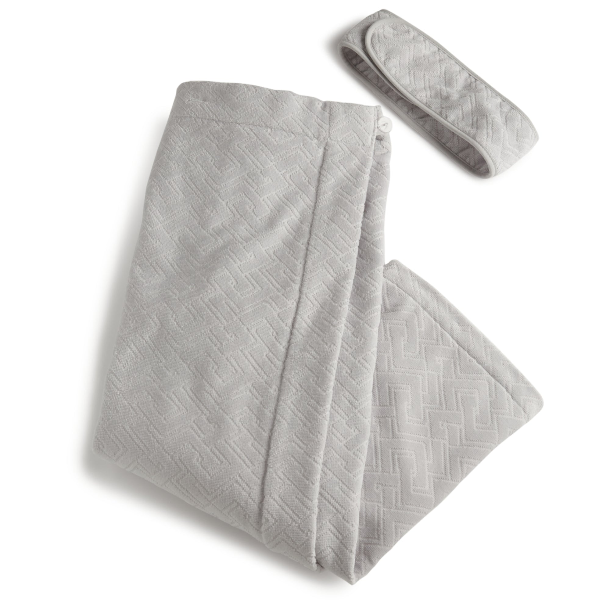 Akwaaba Inns Hotel Collection 2 Piece Axis Sculpted Cotton Velour Spa Set - L/XL