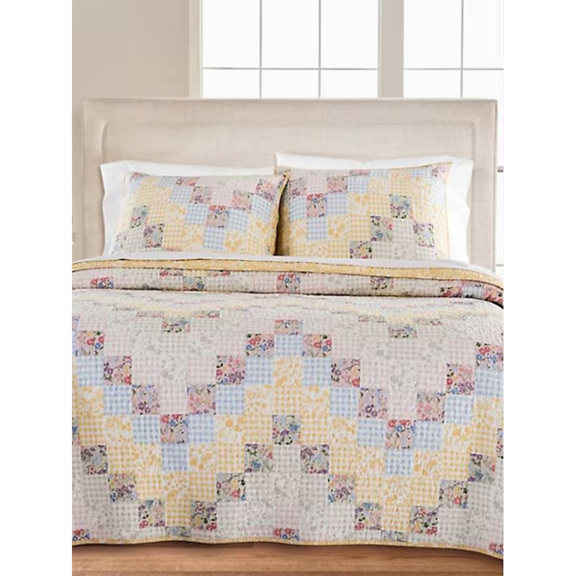 Martha Stewart Collection Checker Floral Pillow Sham - King Size