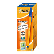 BIC Orange Original Fine Ballpoint Pens – Blue Ink, 0.8mm Fine Point, Quick Drying - Pack of 20