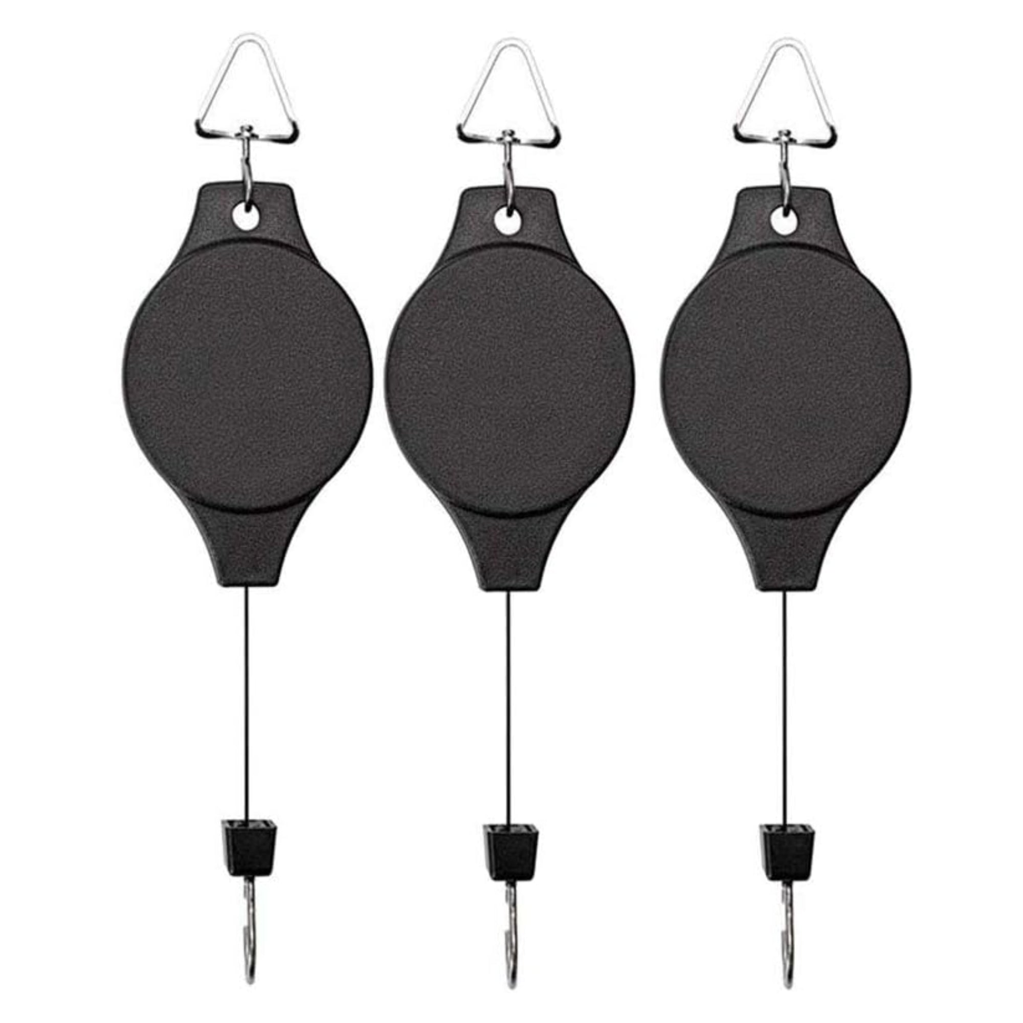 Lythor 3-Pack Retractable Plant Hook Pulley – Adjustable Hanging Basket Hangers for Flower Pots, Bird Feeders, Indoor/Outdoor Use