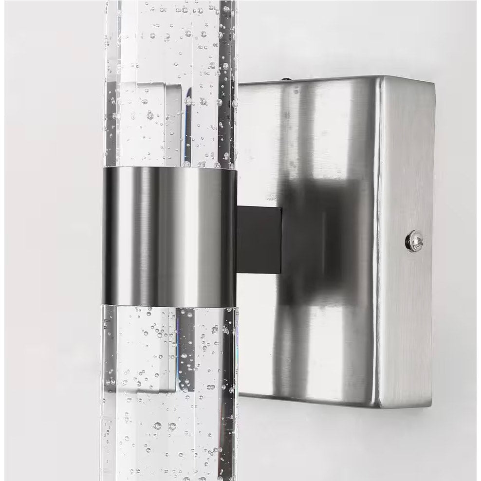 Glass Bubble Light Bar LED Vanity 18 in. 2-Light Brushed Nickel Modern/Contemporary