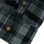 Arizona Women's Juniors Plaid Cropped Long Sleeve Button Down Top – Gray, Large