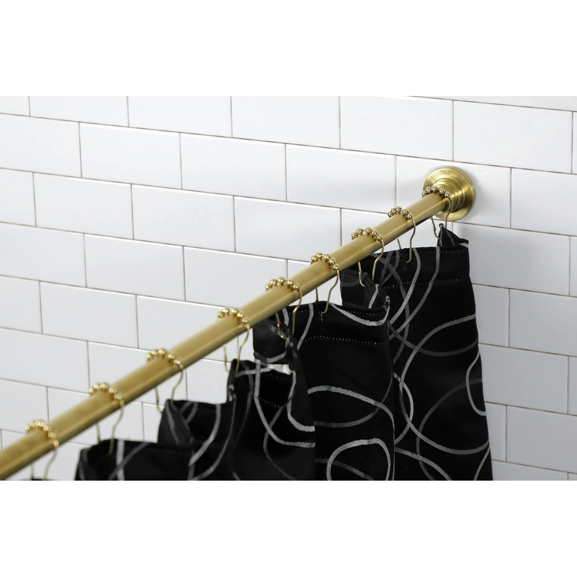 Kingston Brass SCC311 Adjustable Shower Rod and Ring Set – Brushed Brass