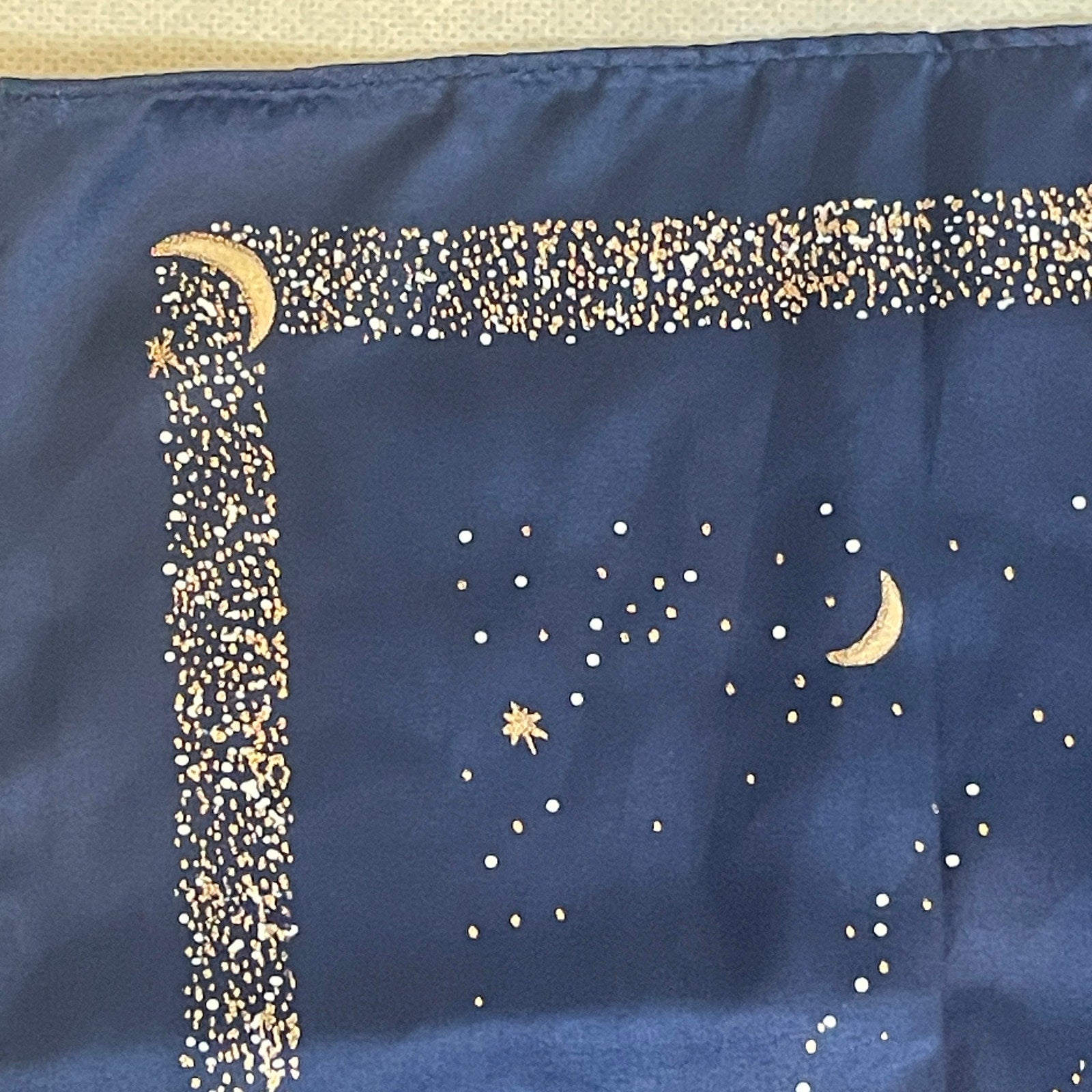 New Lancome Silk Scrarf 21"x21" Galaxy Night Moon Stars, Navy