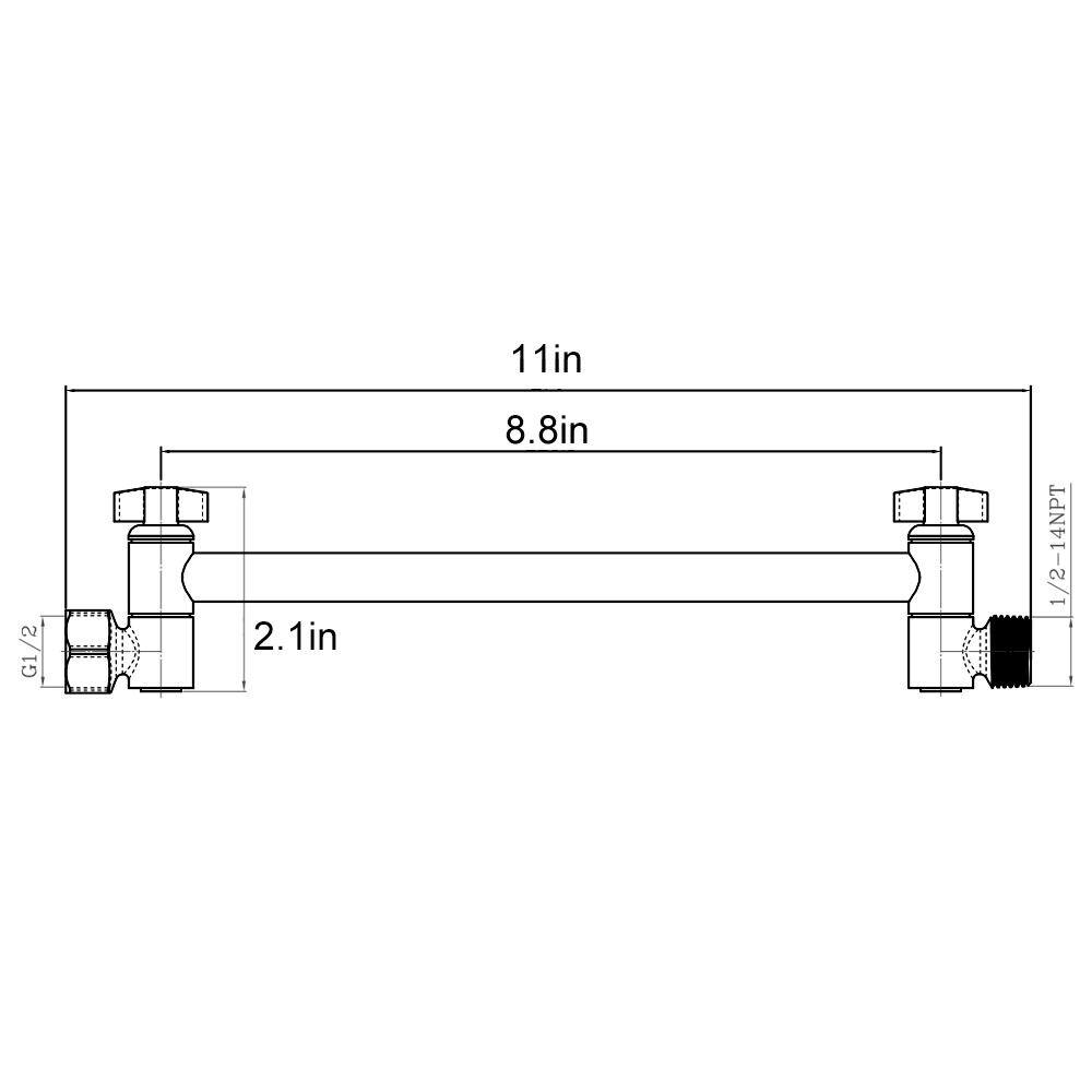 Magic Home 11 in. Solid Brass Adjustable Extension Shower Arm – Polished Chrome
