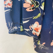 Fun2Fun Women's Lined Floral Blouse with Ruched Shoulders