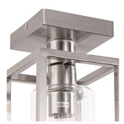 Farmhouse Ceiling Light Semi Flush Mount with Glass Shade Brushed Nickel Cage