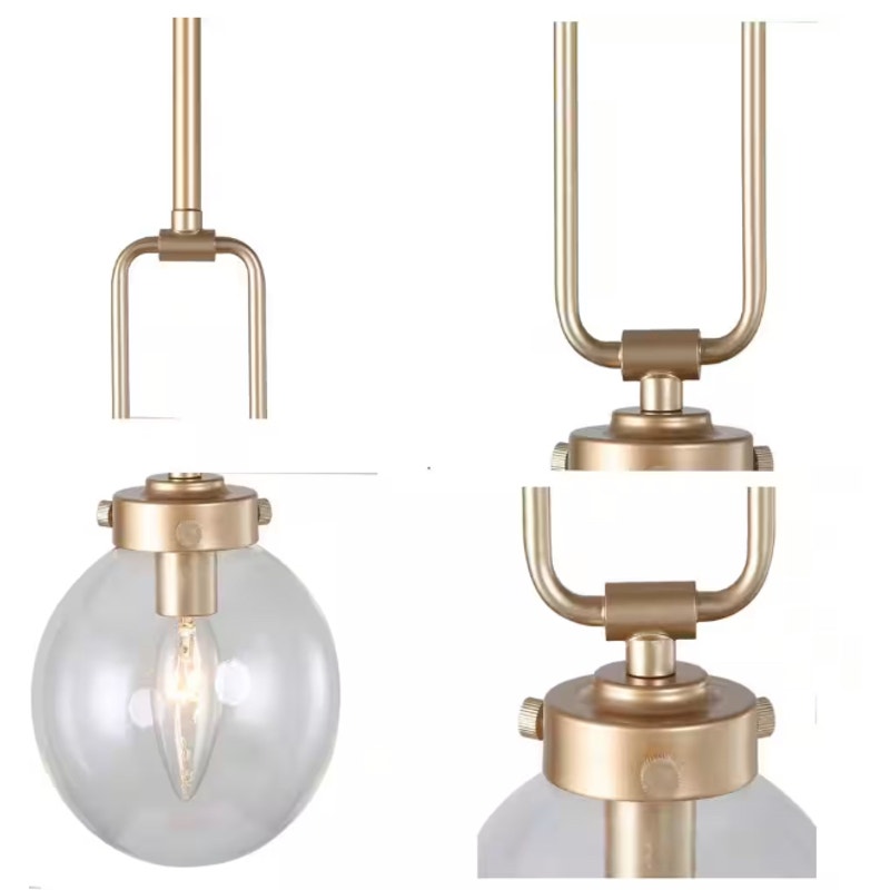 Island Chandelier Light Pendant Modern Globe Naomi 1-Light Brass Gold Glass