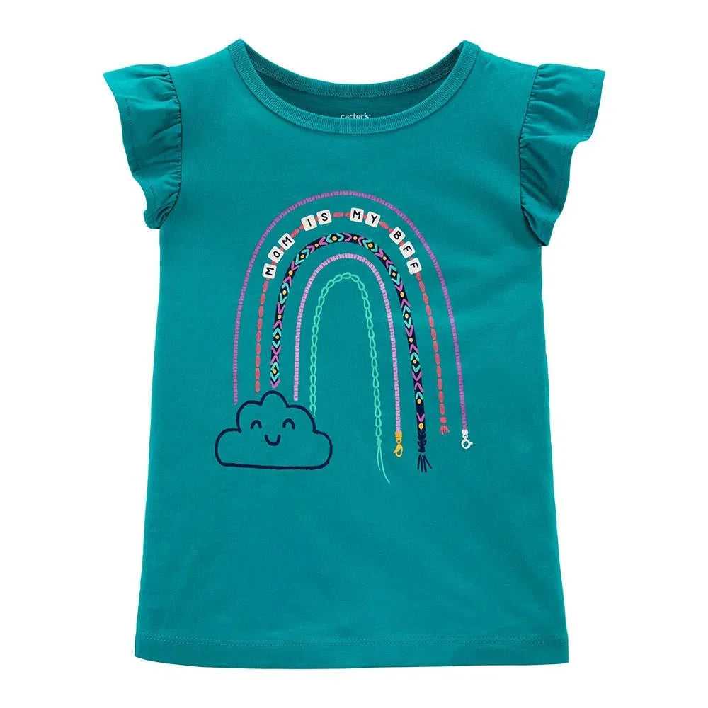 Carter's Baby Girls' Rainbow Flutter Sleeve Top - Size 6 Months