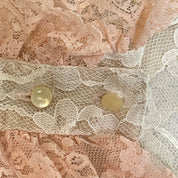 Lord & Taylor Vintage 1980s Cascade Collar Lace Blouse Pearl Buttons Women Small