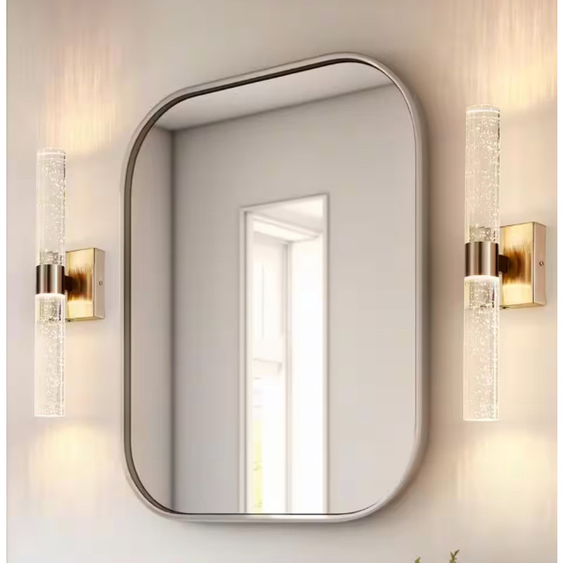 Glass Bubble Light Bar LED Vanity 18 in. 2-Light Brushed Nickel Modern/Contemporary