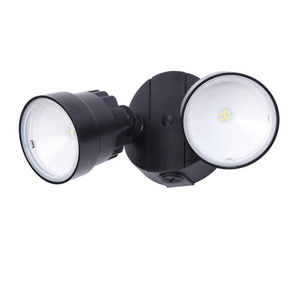 LED Flood Light (2 PACK) LUTEC 2-Light Black Outdoor Integrated LED Wall Mount