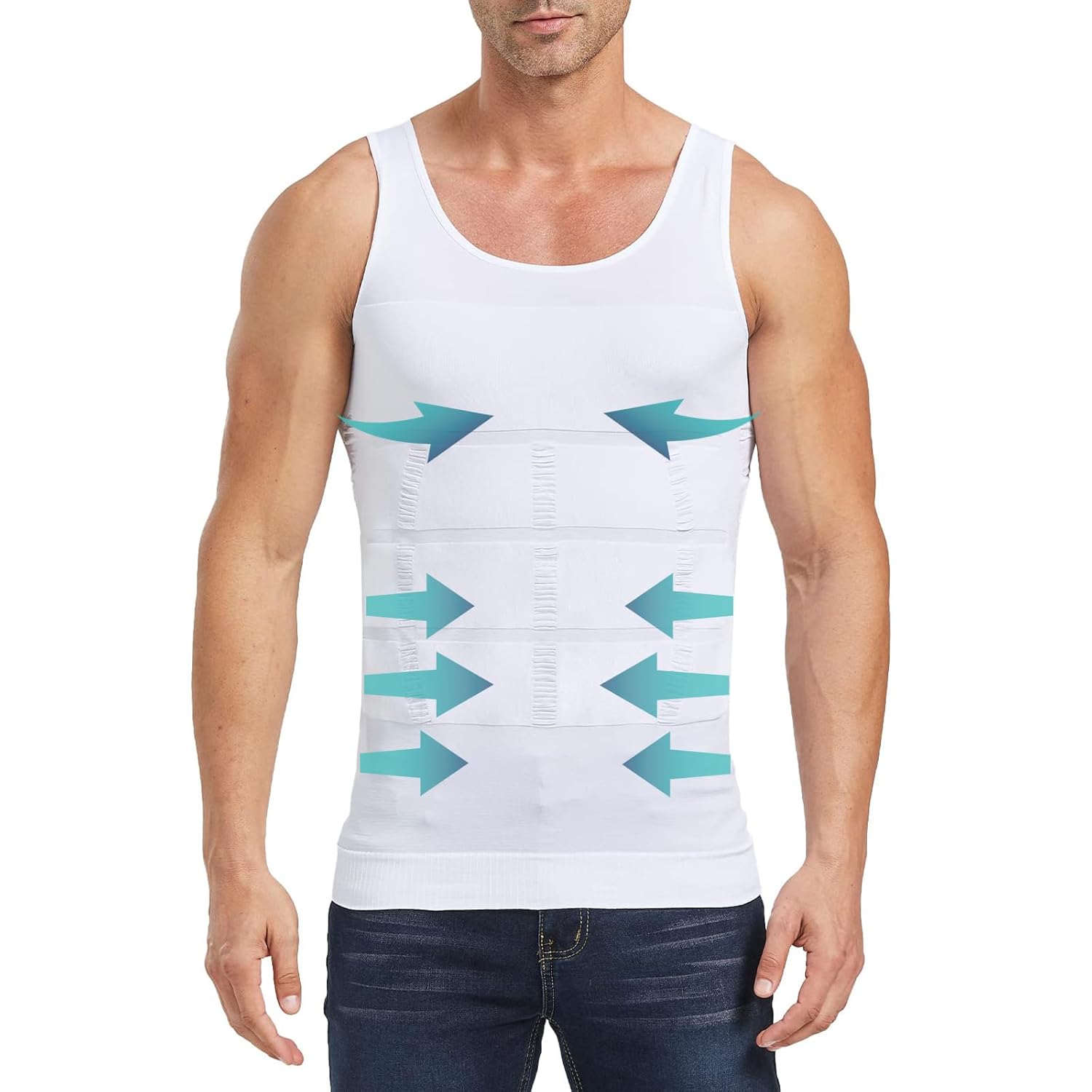 Men's 4-Pack Body Slimming Shapewear Tummy Control Thermal Compression Tank - XL